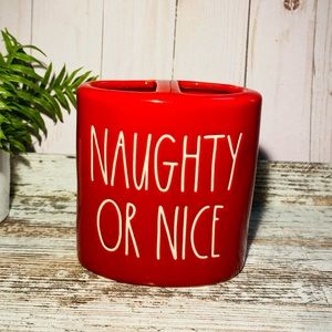 Rae Dunn NAUGHTY OR NCE red brush holder new